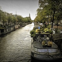 Buy canvas prints of Canal Life Amsterdam by David Mccandlish