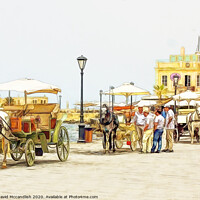 Buy canvas prints of Horse drawn carriages Chania by David Mccandlish