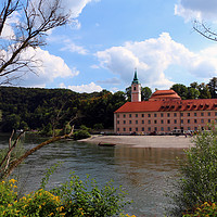 Buy canvas prints of Abbey Weltenburg And Danube River by Christiane Schulze