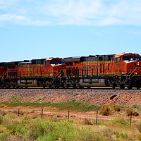 Buy canvas prints of Orange BNSF Engines by Christiane Schulze