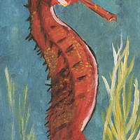 Buy canvas prints of Red Seahorse by Christiane Schulze