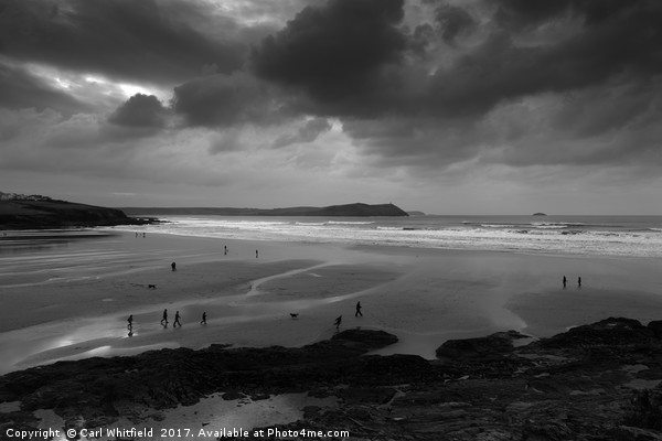Stormy Polzeath in Cornwall, England. Picture Board by Carl Whitfield