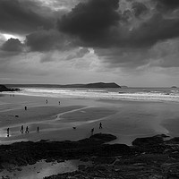 Buy canvas prints of Stormy Polzeath in Cornwall, England. by Carl Whitfield