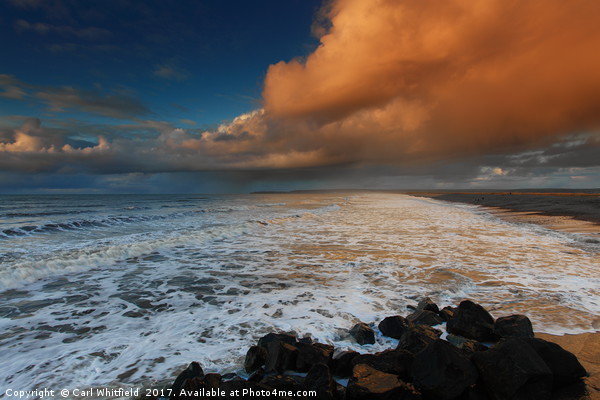 Winter Sunset at Westward Ho! Picture Board by Carl Whitfield