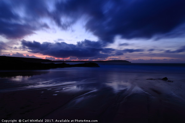 Dusk at Trevone Bay in Cornwall, England. Picture Board by Carl Whitfield