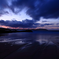 Buy canvas prints of Dusk at Trevone Bay in Cornwall, England. by Carl Whitfield