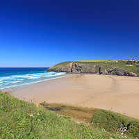 Buy canvas prints of Mawgan Porth Beach in Cornwall, England. by Carl Whitfield