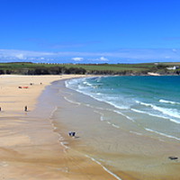 Buy canvas prints of Harlyn Bay in Cornwall, Panoramic. by Carl Whitfield
