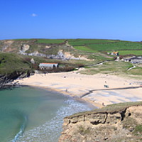 Buy canvas prints of Church Cove in Cornwall, Panoramic. by Carl Whitfield