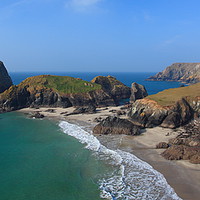Buy canvas prints of Kynance Cove in Cornwall, Panoramic. by Carl Whitfield