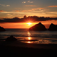 Buy canvas prints of Sunset at Holywell Bay Panoramic by Carl Whitfield