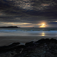Buy canvas prints of Polzeath Beach in Cornwall, England. by Carl Whitfield