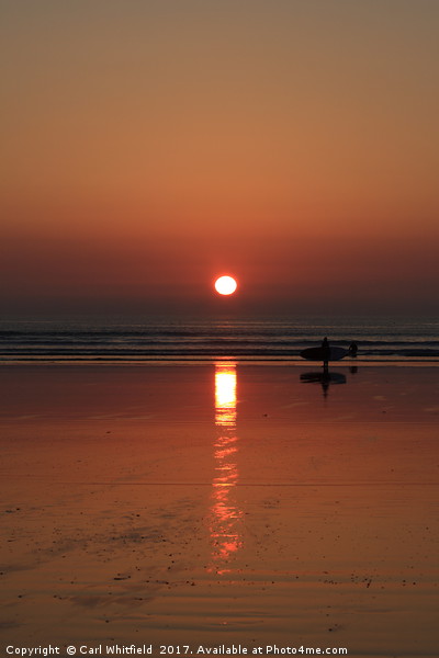 Sunset Surfer at Westward Ho! Picture Board by Carl Whitfield