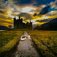 Buy canvas prints of Awe-Inspiring Sunset Over Kilchurn Castle by Mathew Rooney