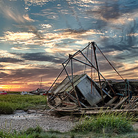 Buy canvas prints of Sunset at Heswall boatyard  by Andrew George