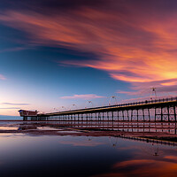 Buy canvas prints of Southport Pier Fiery Sunset by Andrew George