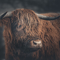 Buy canvas prints of A Highland Cow Portrait  by Andrew George