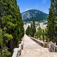 Buy canvas prints of The decent on the Calvari Steps in Pollenca by Peter Stephenson