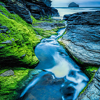 Buy canvas prints of  Stream leading to Trebarwith Strand               by Peter Stephenson
