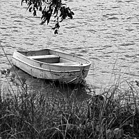 Buy canvas prints of Dinghy (black and white)  by Margaret Stanton