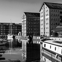 Buy canvas prints of Black and White Reflections at Gloucester Docks by Paul Baldwin