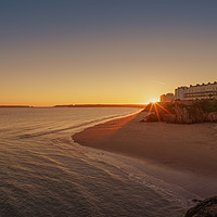 Buy canvas prints of Tenby South Beach Sunset by chris ball