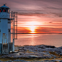 Buy canvas prints of Rhue Lighthouse at Sunset by John Frid
