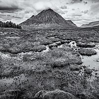 Buy canvas prints of Buchaille Etive Mor from The Kings House in Monochrome by John Frid
