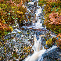 Buy canvas prints of Glen Affric Waterfall in Autumn by John Frid