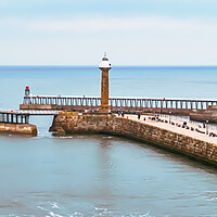 Buy canvas prints of Whitby Piers by John Frid