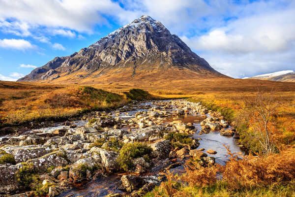 Buachaille Etive Mor and River Coupall Picture Board by John Frid