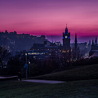 Buy canvas prints of Edinburgh Skyline at Sunset from Caltom Hill by John Frid