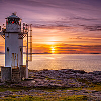 Buy canvas prints of Majestic Rhue Lighthouse at sunset by John Frid