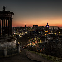 Buy canvas prints of Sunset over Edinburgh from Calton Hill by John Frid