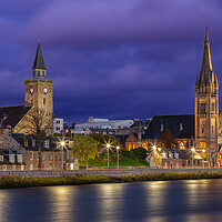Buy canvas prints of Inverness Curches at Night by John Frid