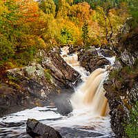 Buy canvas prints of Rogie Falls in Full Spate by John Frid