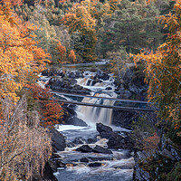 Buy canvas prints of Rogie Falls in Autumn by John Frid