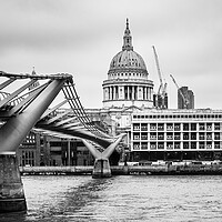 Buy canvas prints of The Millenium Bridge and St Paul's Cathedral panor by John Frid