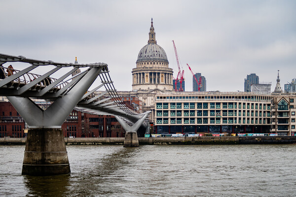 St Paul's Cathedral, the Millenium Bridge and the  Picture Board by John Frid