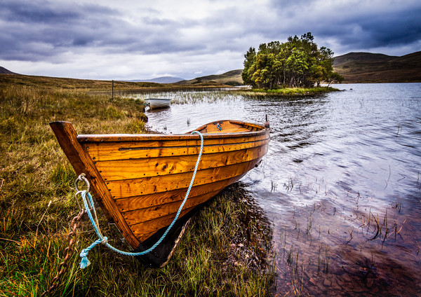 Loch Awe Rowing Boat Picture Board by John Frid