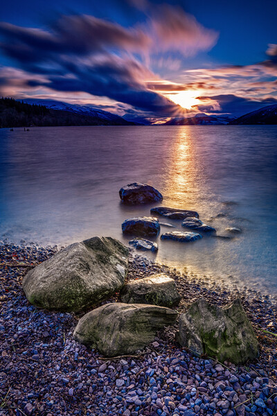 Loch Ness Sunset Picture Board by John Frid