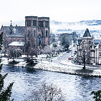 Buy canvas prints of Inverness Cathedral in the Snow by John Frid