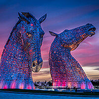 Buy canvas prints of The Kelpies at Sunset by John Frid