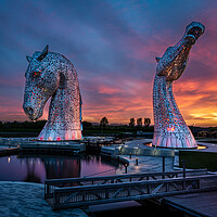 Buy canvas prints of The Kelpies at Sunset II by John Frid