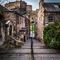 Buy canvas prints of The Vennel and Edinburgh Castle by John Frid