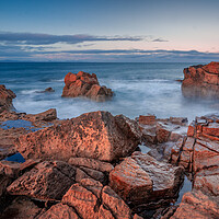 Buy canvas prints of Hopeman Coast Rocks by John Frid