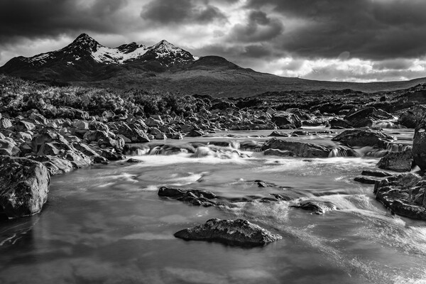 Sligachan River and The Black Cuillin Mountains Picture Board by John Frid