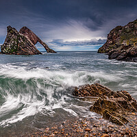 Buy canvas prints of Bow Fiddle Rock at Portknockie on the Moray Coast by John Frid