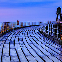 Buy canvas prints of Sunrise at Whitby West Pier - Yorkshire by John Frid