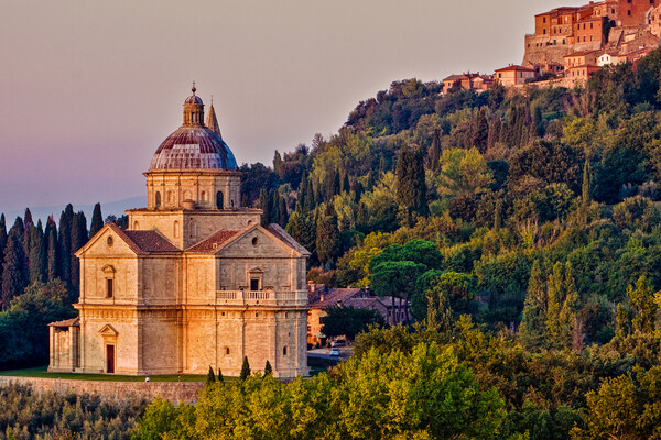 San Bagio Church in Montepulciano at Sunset Picture Board by John Frid